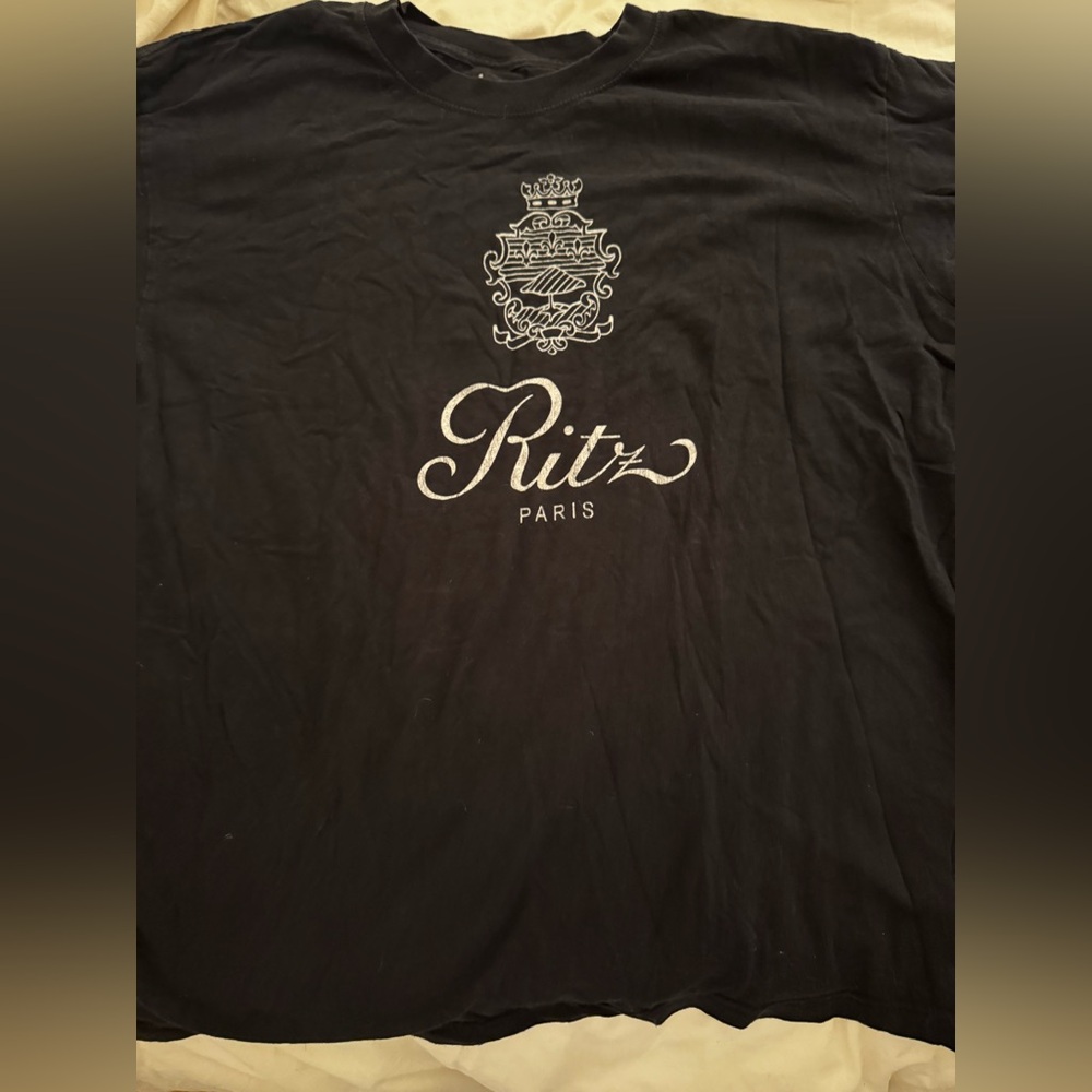 American Vintage Black Tee with White 'Ritz Paris' Crest